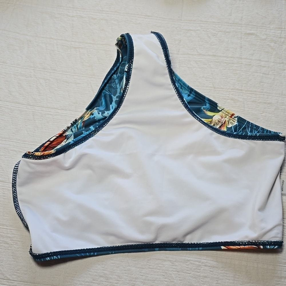Sporlike Women Ruffle High Waist Swimsuit Two Pieces Push Up Tropical Print - Picture 6 of 11